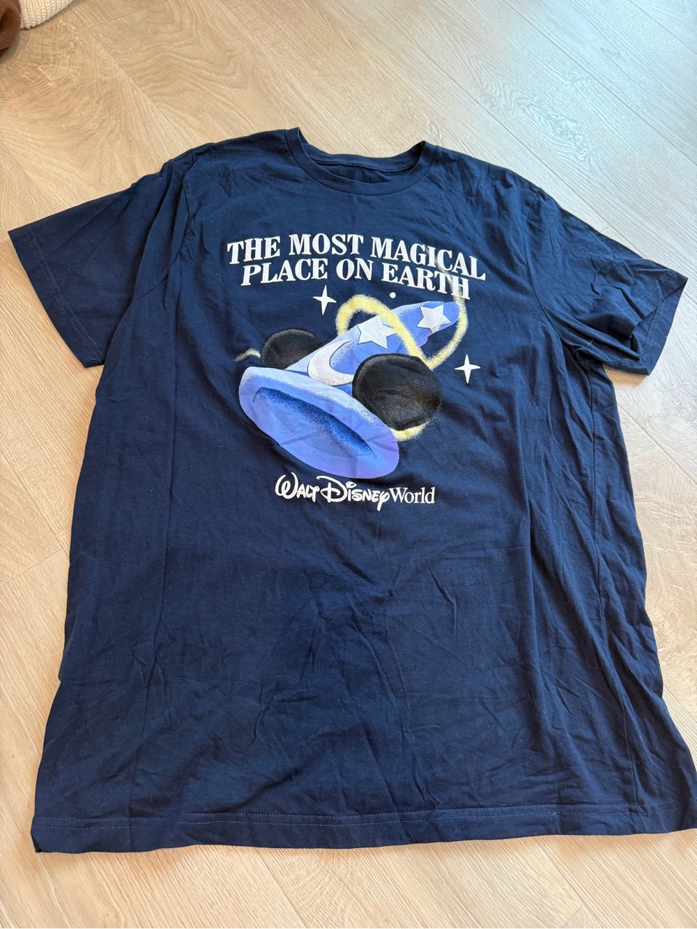 Walt Disney World Navy sorcerer Mickey 'The Most Magical Place On Earth' Tee
